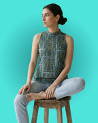 Peacock Pichwai Halter Top