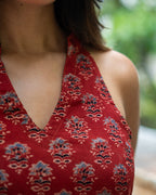 Red Flora Halter Top