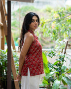 Red Flora Halter Top