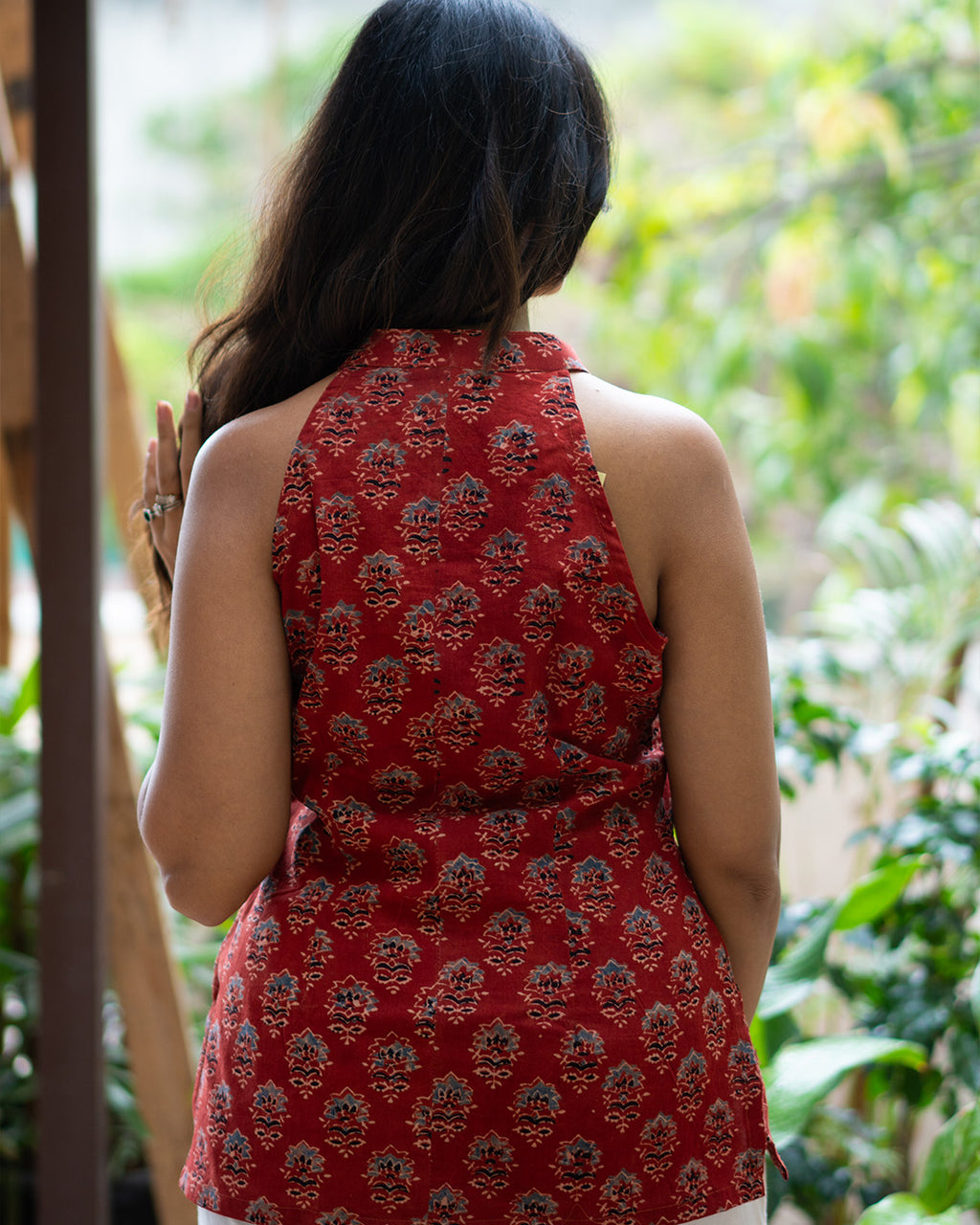 Red Flora Halter Top