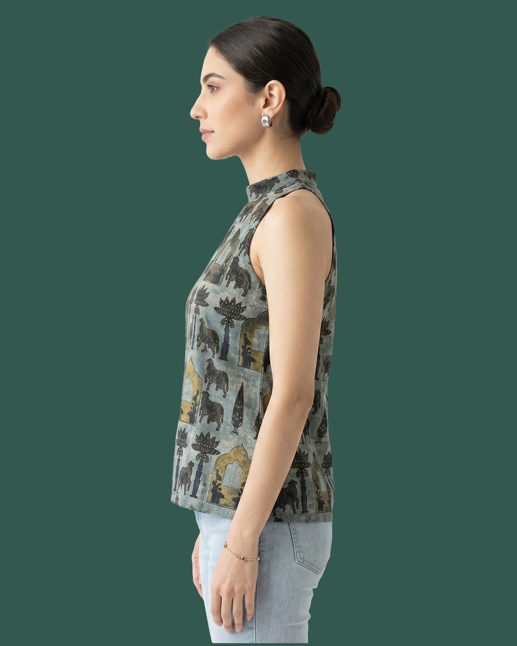 Cotton Halter Neck Top - Indo Western Pichwai Tunic