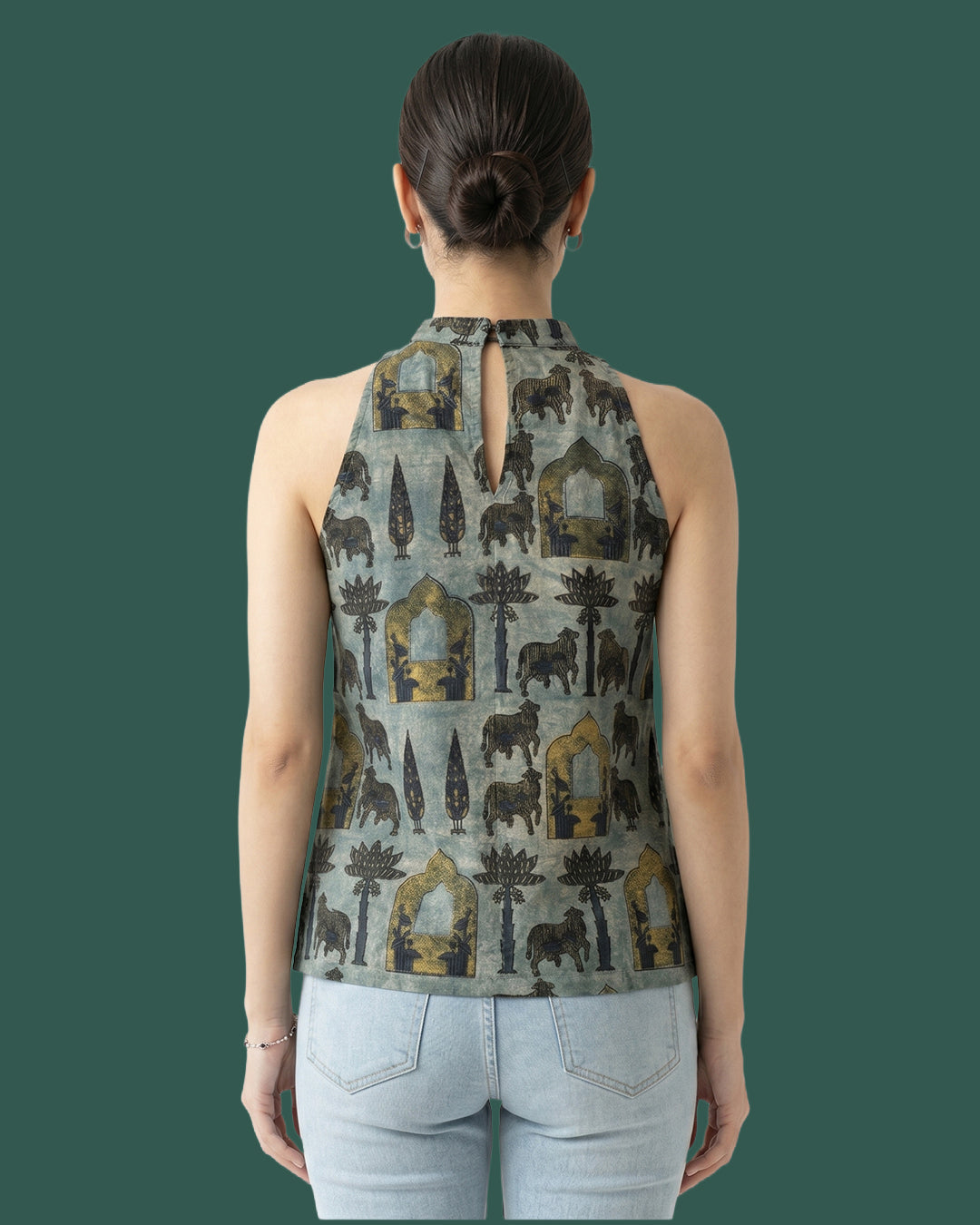 Cotton Halter Neck Top - Indo Western Pichwai Tunic