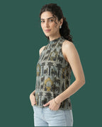 Cotton Halter Neck Top - Indo Western Pichwai Tunic