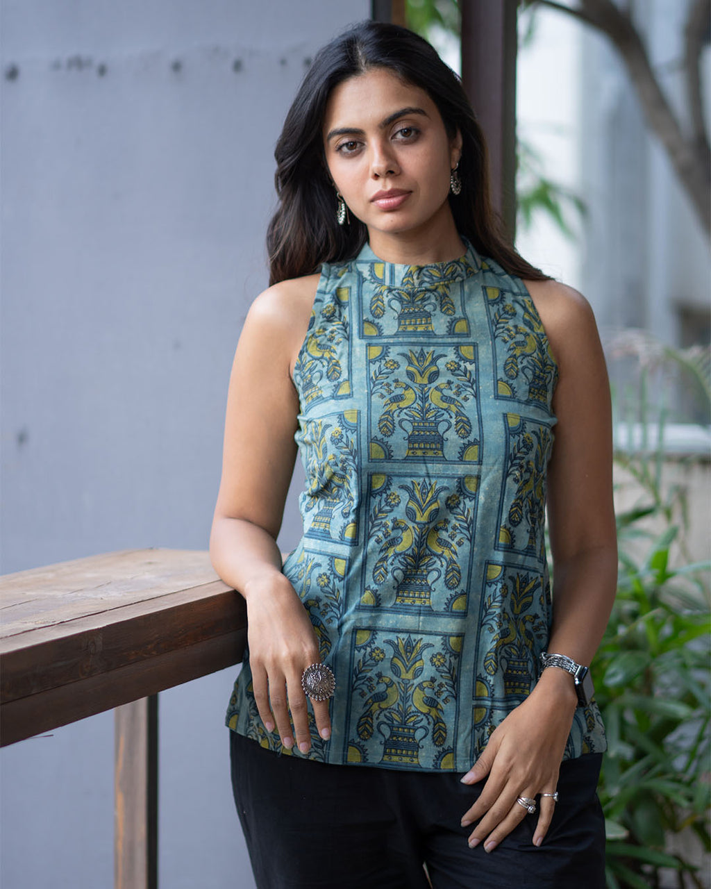 Peacock Pichwai Halter Top