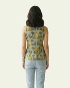Sage Green Cotton Keyhole Top - Sacred Grove Pichwai Tunic