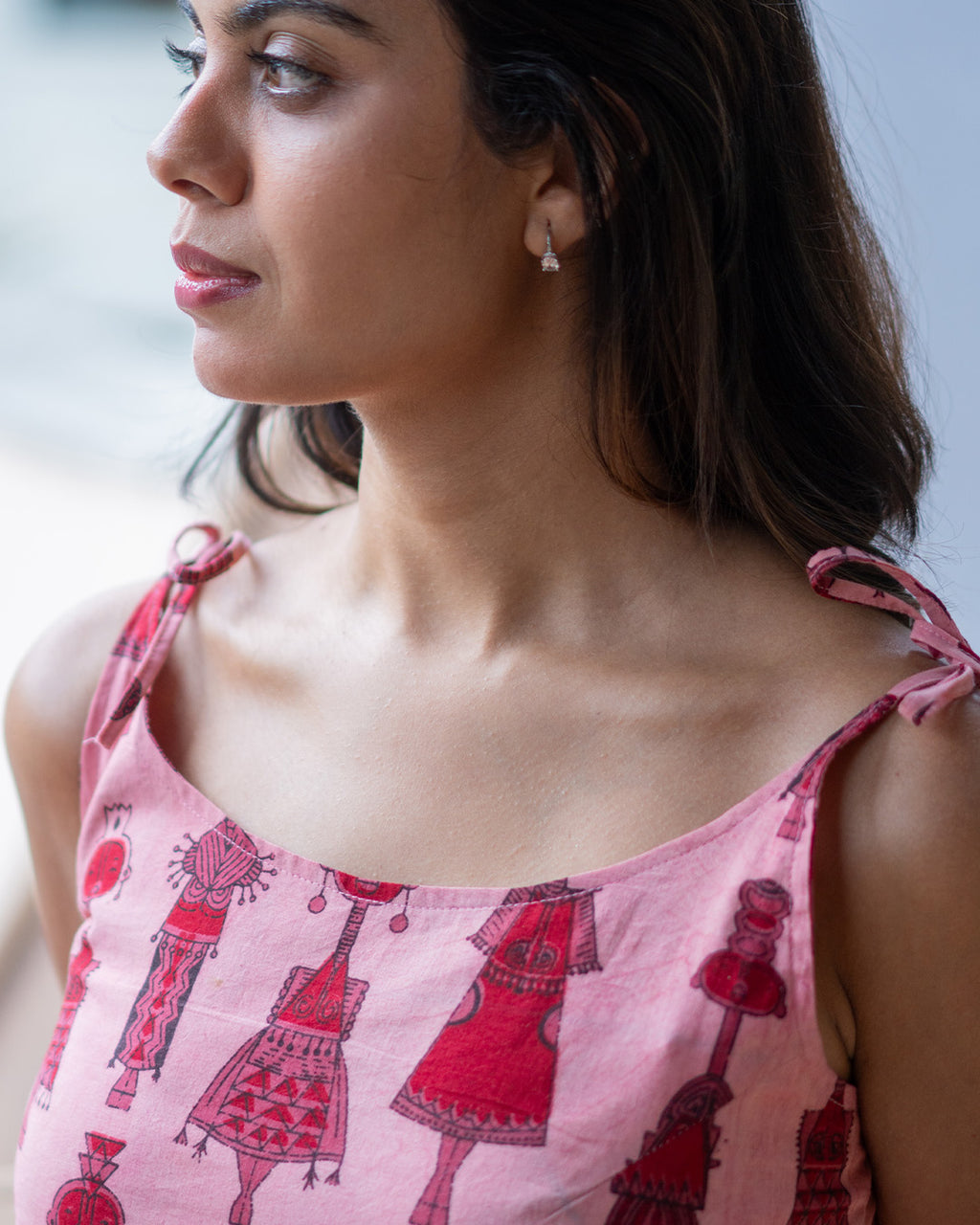 The Pink Shoulder Tie Top