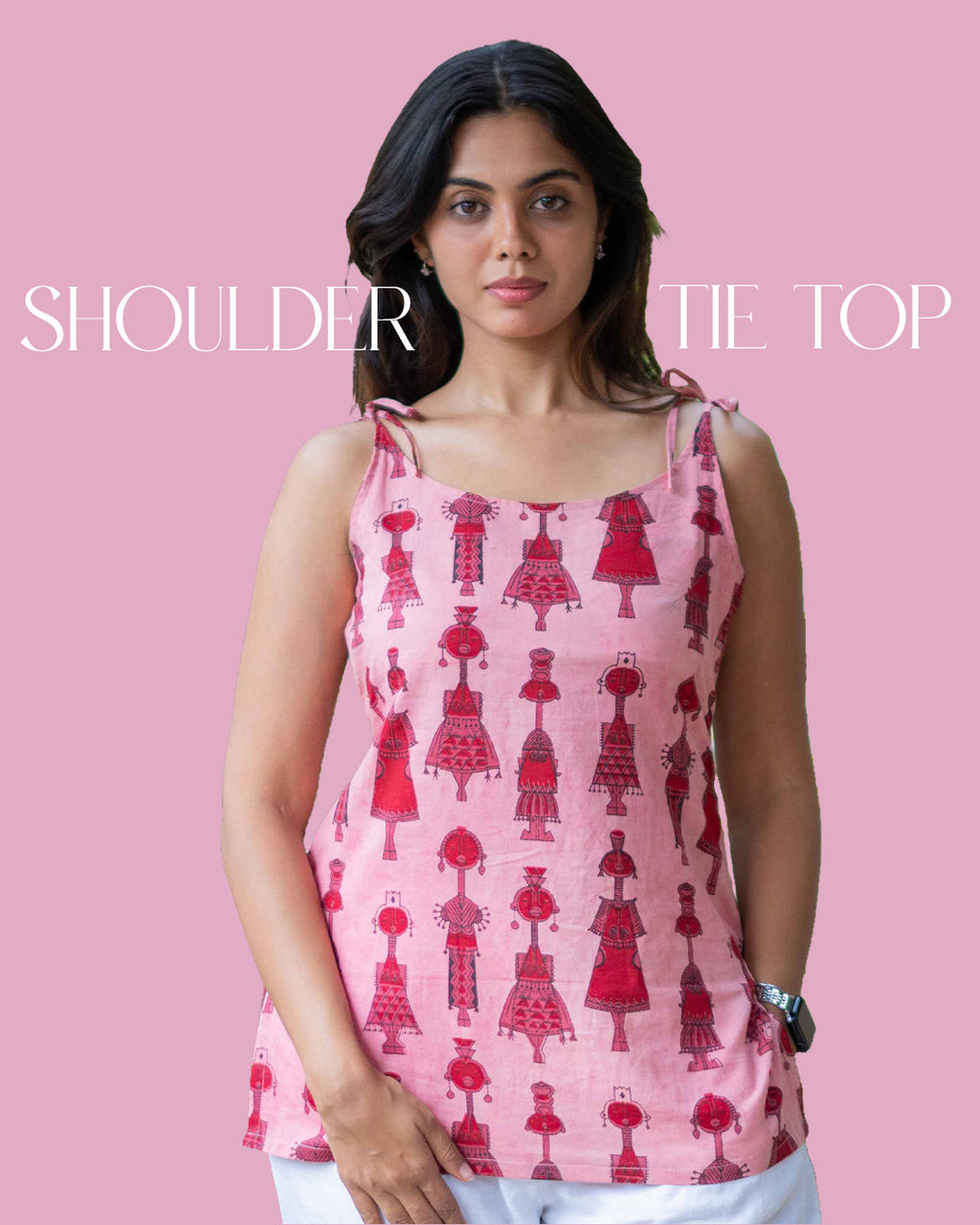 The Pink Shoulder Tie Top