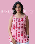 The Pink Shoulder Tie Top