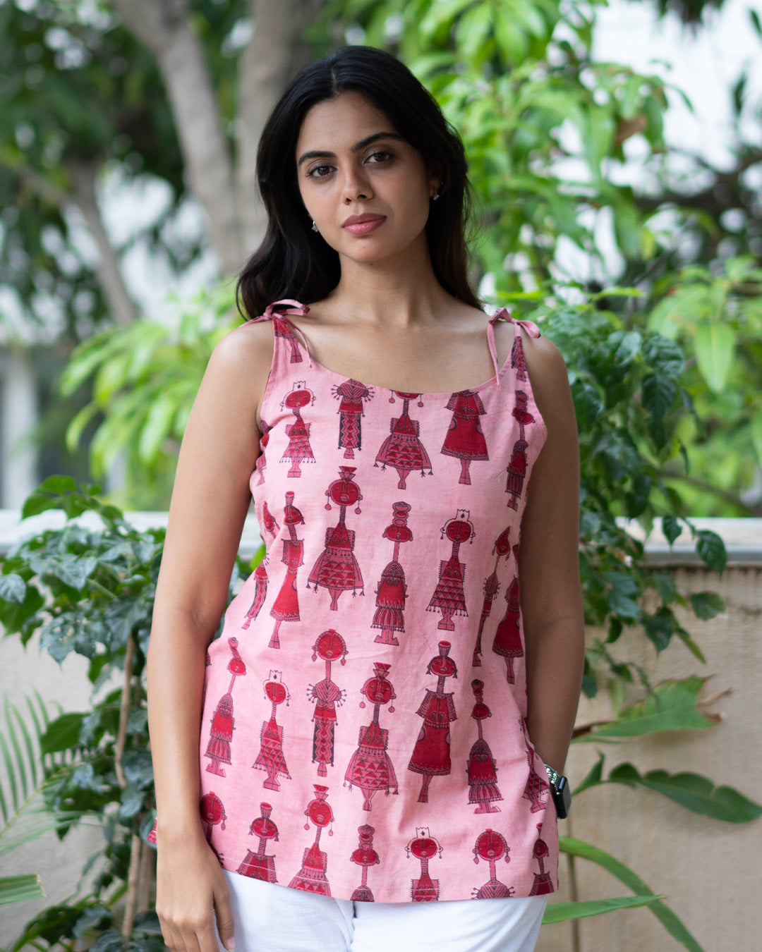 The Pink Shoulder Tie Top