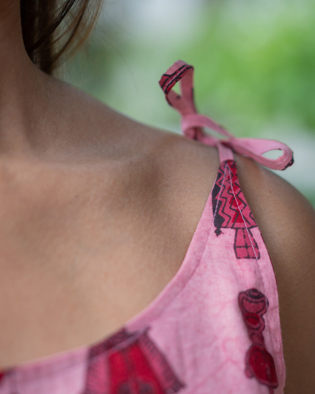 The Pink Shoulder Tie Top