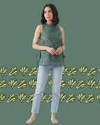 The Poshakh Sage Petal Side-Tie Top
