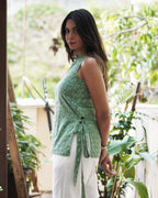 The Poshakh Sage Petal Side-Tie Top