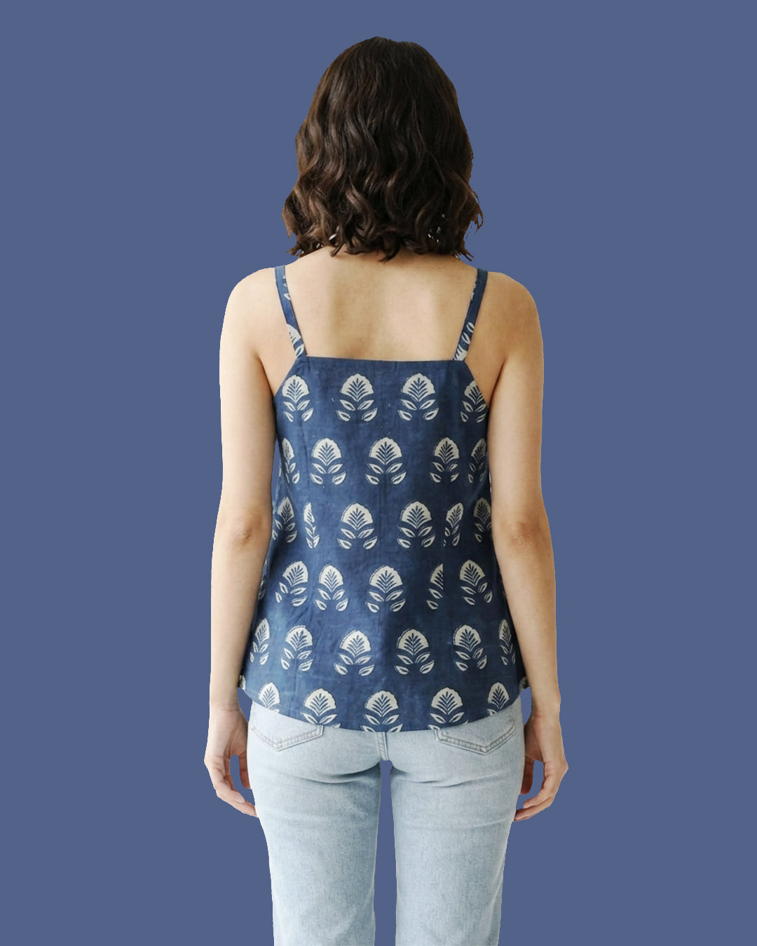 The Poshakh Indigo Bud Artisanal Top.