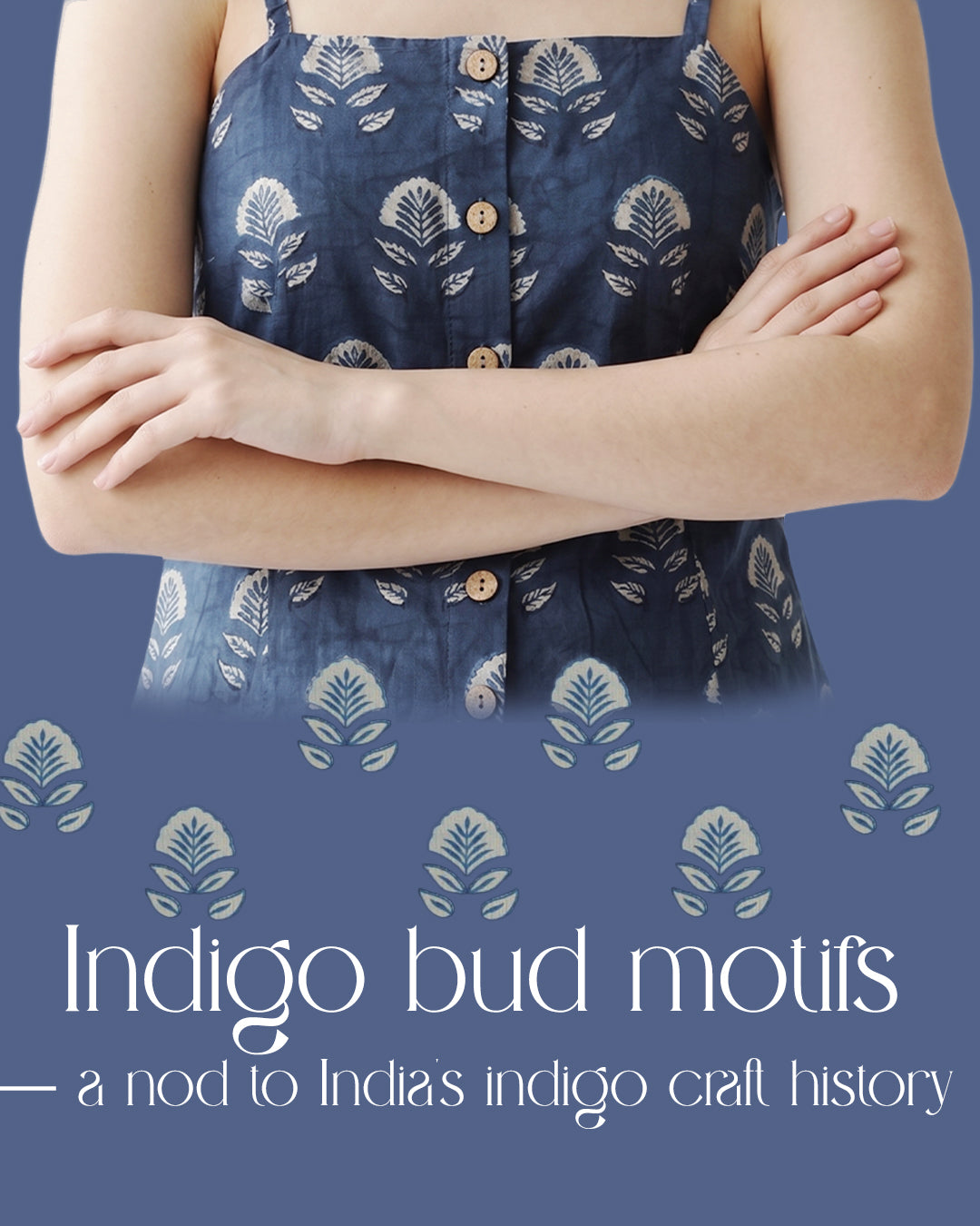 The Poshakh Indigo Bud Artisanal Top.