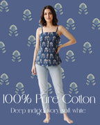 The Poshakh Indigo Bud Artisanal Top.