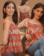 The Rust Cotton Spaghetti Top - Indo Western