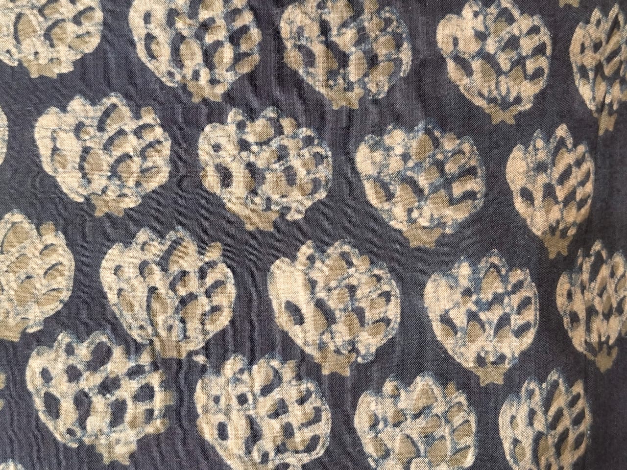 Indigo & Beige Jaali Floral Poshakh fabrics