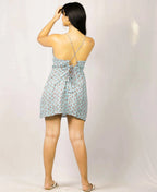 Aqua Paisley Mini Dress - Poshakh fabrics