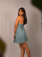 Aqua Paisley Mini Dress - Poshakh fabrics