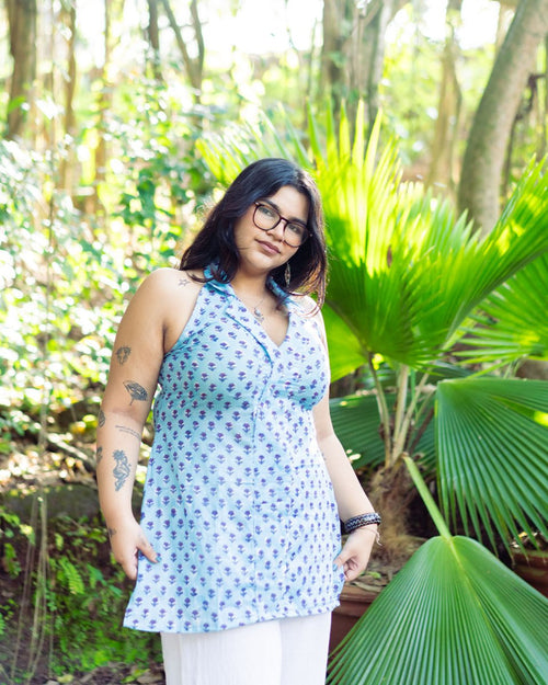 Coat Collared Halter Kurti - Poshakh fabrics