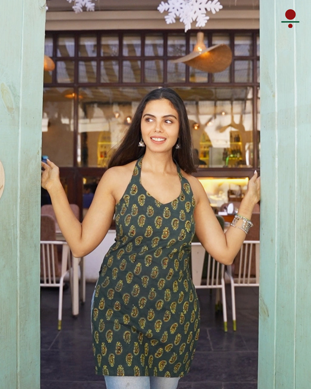 The Mirae Emerald Halter Neck Kurti