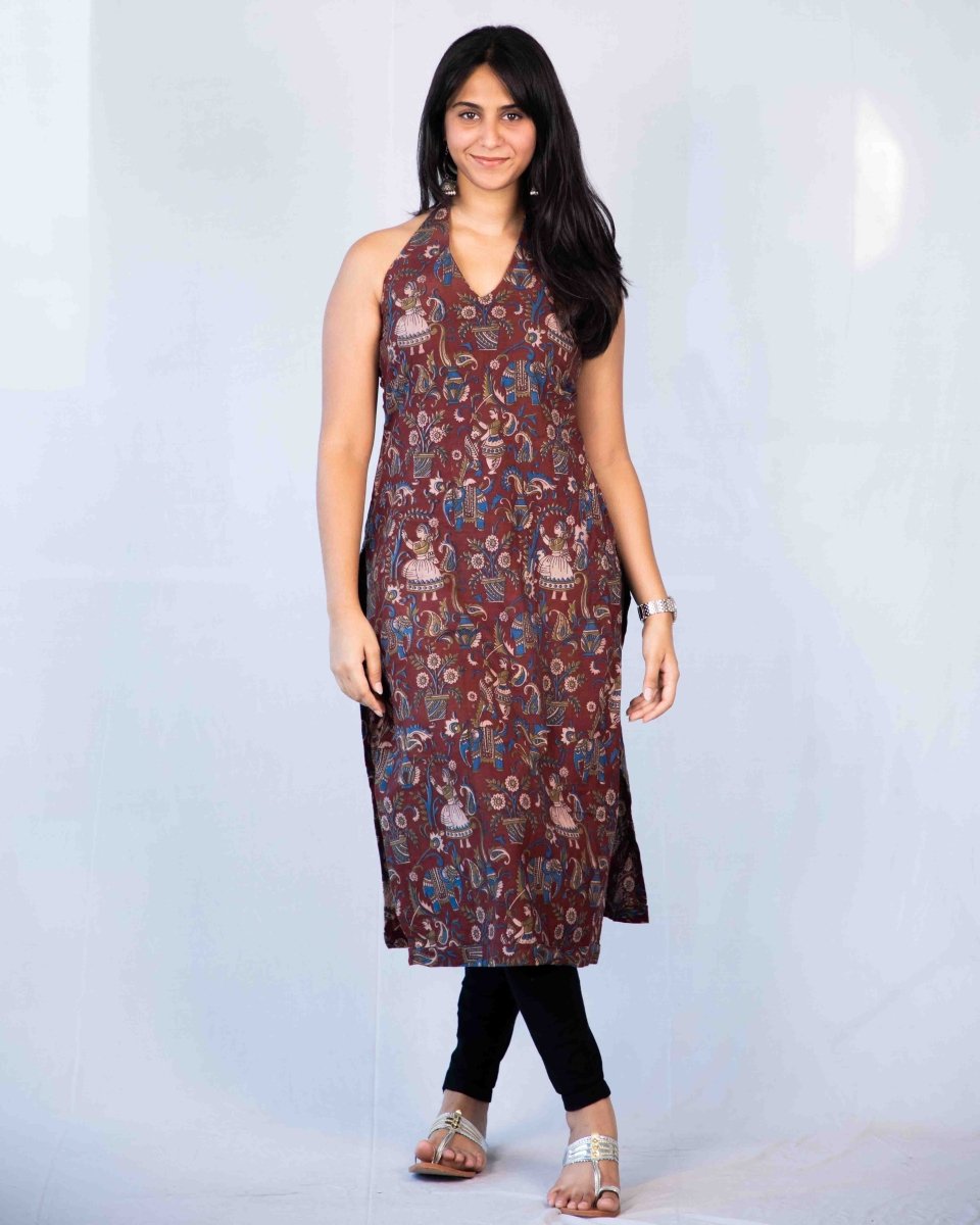 Halter Kurti & Halter Neck Tie Top Bundle - Poshakh fabrics