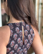 Halter Neck Racerback Dress with Pockets Blue Geometric