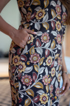 Halter Neck Racerback Dress with Pockets Midnight Bloom