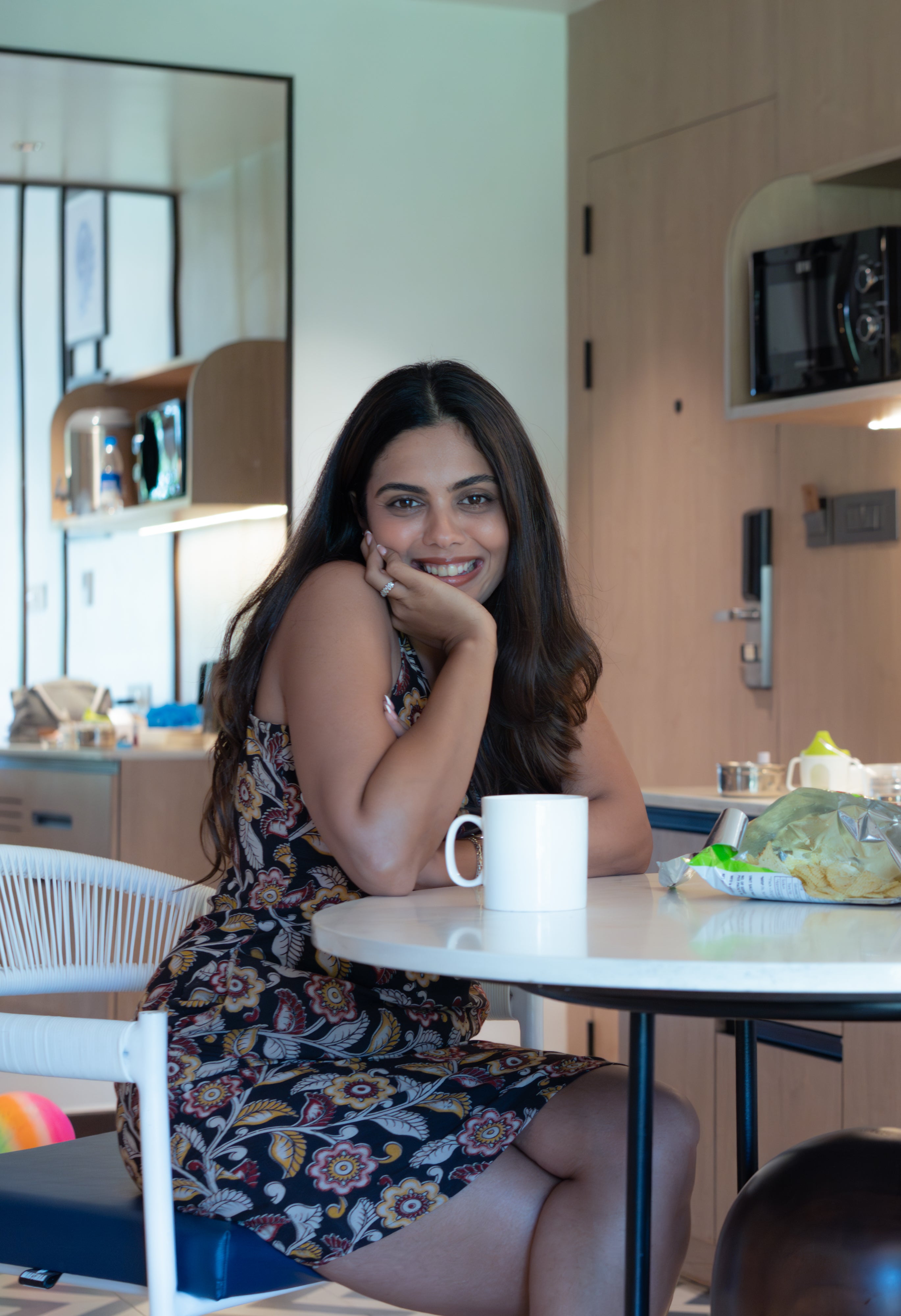 Halter Neck Racerback Dress with Pockets Midnight Bloom